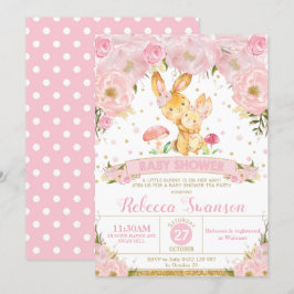 Invitation Fille d'invitation au Baby shower floral de Lapin