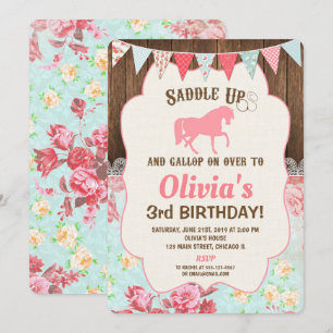 Invitation Fille d'invitation d'anniversaire de cow-girl de