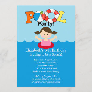 Invitation Fille d'invitation d'anniversaire de réception au