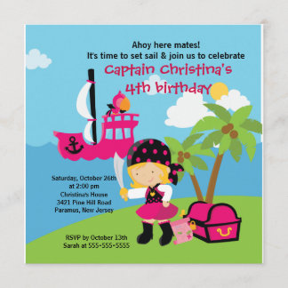 Invitation Fille d'invitation de fête d'anniversaire de