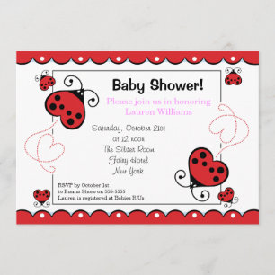 Invitation Fille d'invitations de baby shower de coccinelle