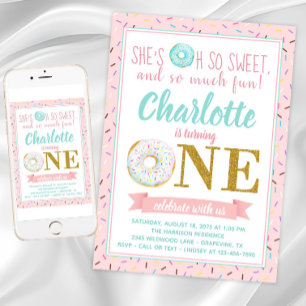 Invitation Fille Donut 1er anniversaire