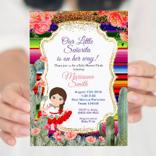 Invitation Fille d'or pour Baby Shower Señorita Fi