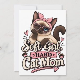 Invitation Fille douce, chat dur maman Dame au chat