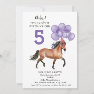 Invitation Fille du cheval anniversaire // Fête d'anniversair
