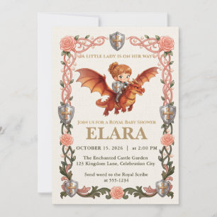 Invitation Fille du Chevalier Fantaisiste et Baby Shower de D