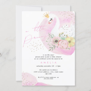 Invitation Fille du cygne princesse rose or bébé shower