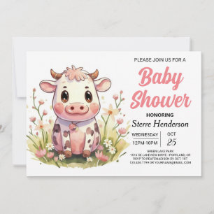 Invitation Fille élégante Enchanted Vache Baby Showe
