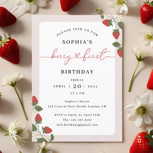 Invitation Fille Élégante Rustique Premier Anniversaire aux F