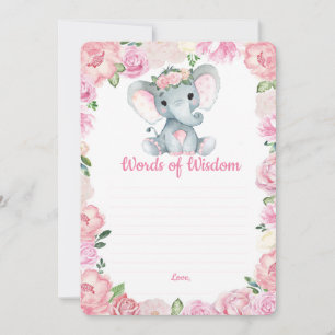 Invitation Fille éléphant Douche Paroles de sagesse
