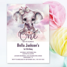 Fille Eléphant Rose 1er anniversaire