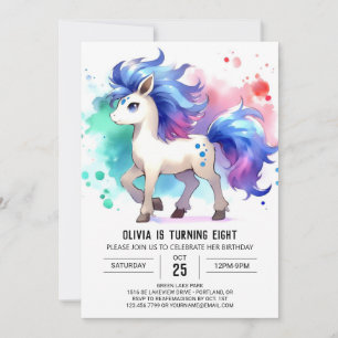 Invitation Fille Enfants Cheval Anniversaire