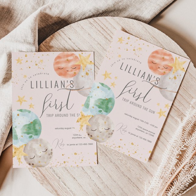 Invitation Fille Espace extra-atmosphérique Premier anniversa (Créateur téléchargé)