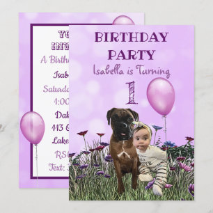 Invitation Fille et son chien Premier anniversaire