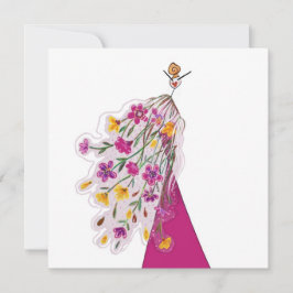 Invitation Fille Fairy in Floral Dress Fashion Illustration