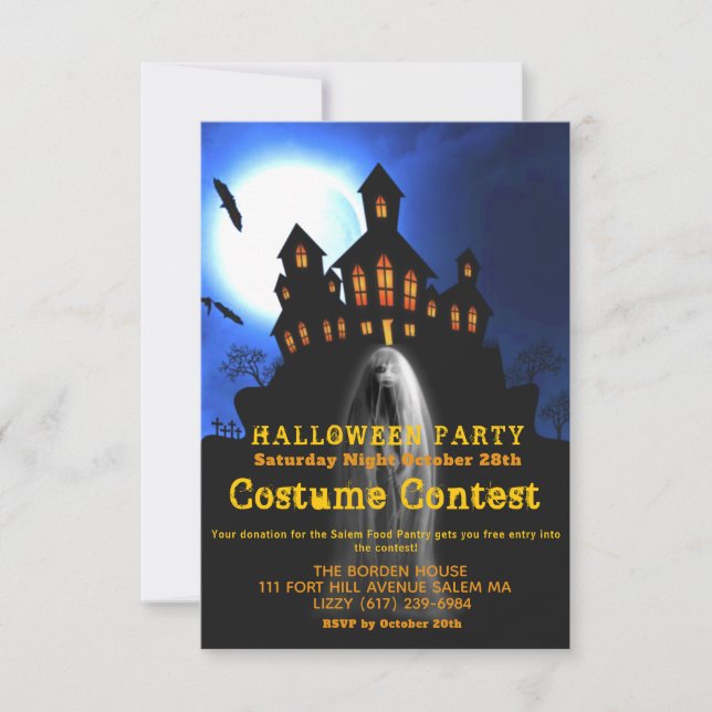Invitation Fille fantôme hanté Costume Party Halloween plus p (Devant)