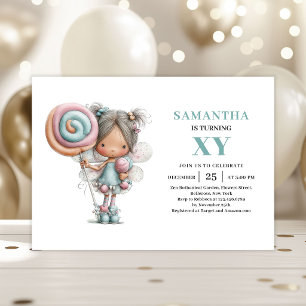 Invitation Fille Fée 6ème Anniversaire Fantaisiste Mignon Pas