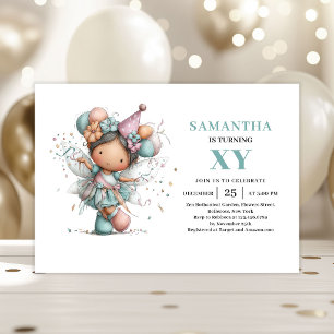Invitation Fille Fée Fantaisiste 5ème Anniversaire Mignon Pas