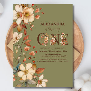 Invitation Fille fleur sauvage 1er anniversaire