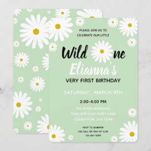Invitation Fille Fleur Sauvage Une Fois Faisée Anniversaire