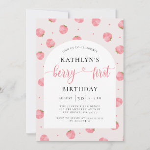 Invitation Fille fraise 1er anniversaire Berry 1er anniversai