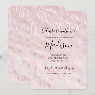 Invitation Fille Glam Blush Pink Zebra Imprimer