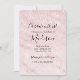 Invitation Fille Glam Blush Pink Zebra Imprimer