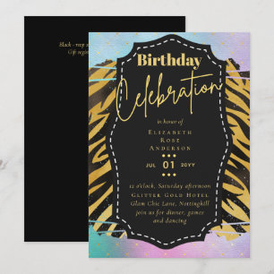 Invitation Fille Gold Parties scintillant Poster de animal An