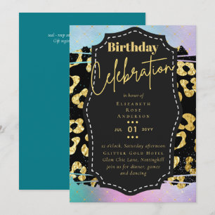 Invitation Fille Gold Parties scintillant Poster de animal An