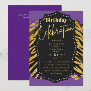 Invitation Fille Gold Parties scintillant Poster de animal An