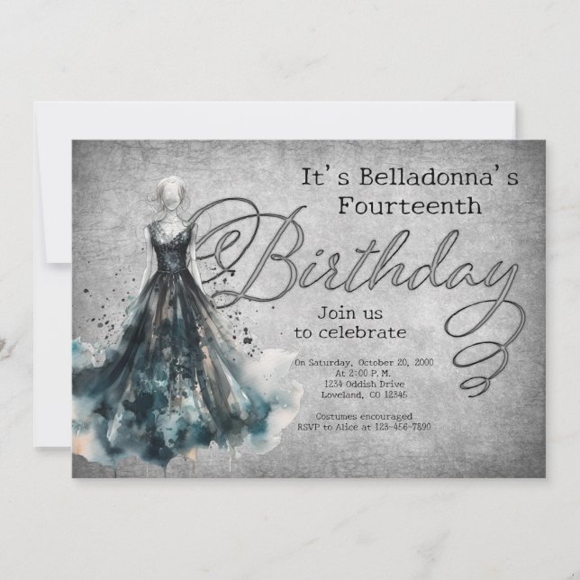 Invitation Fille gothique Anniversaire (Devant)