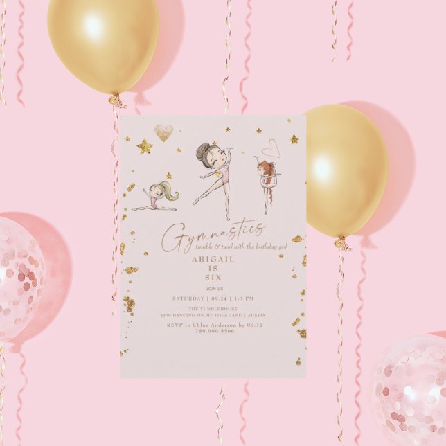 Invitation Fille Gymnastique Tumble & Twirl Anniversaire (Créateur téléchargé)