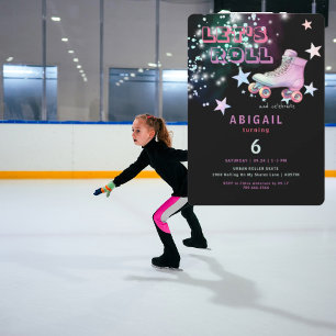 Invitation Fille jeune Anniversaire Fête de patin à roulettes