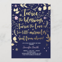 Fille jumelle de marine de rose d'or d'invitation