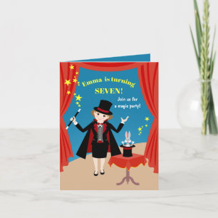 Invitation Fille magicien Spectacle Anniversaire