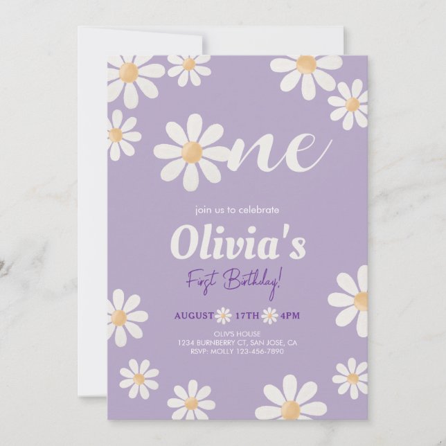 Invitation Fille marguerite (Devant)