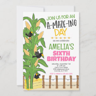 Invitation Fille Maze Corn Anniversaire