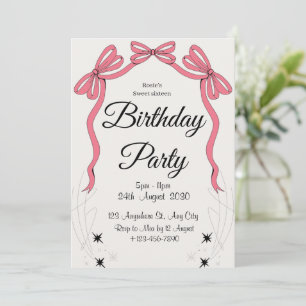 Invitation fille mignonne parties scintillant rose anniversai