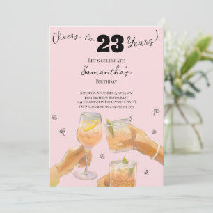 Invitation Fille moderne encourage à 23 ans fête d'anniversai