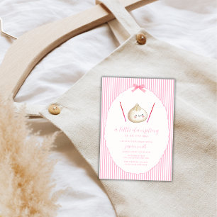 Invitation Fille Moderne Rose Fête de Naissance Dumpling Asia