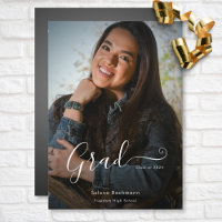 Fille moderne Script Dark Photo Party Graduation