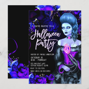 Invitation Fille morte lumineuse Roses violettes Soirée d'Hal