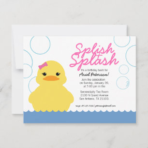 Invitation fille N'IMPORTE QUEL ÂGE caoutchouc DUCKY Fête d'a