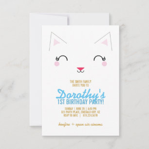 Invitation fille N'IMPORTE QUEL ÂGE Kitty CAT ANNIVERSAIRE BL