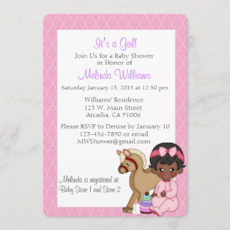 Invitation Fille noire d'invitation de baby shower