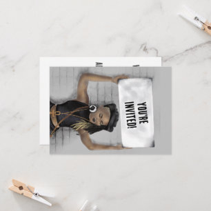 Invitation Fille noire tenant un panneau