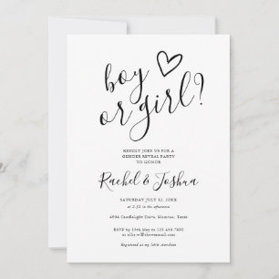 Invitation Fille ou garçon Amour Coeur Genre Reveil Party