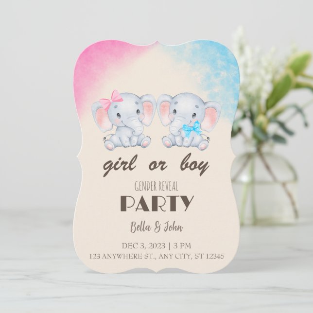 Invitation Fille ou garçon - Bébé Genre Reveal Party Invitati (Debout devant)