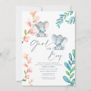 Invitation Fille ou garçon éléphant Genre Reveillez Invitatio