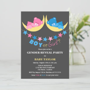 Invitation Fille Ou Garçon Nounours Fête De Révélation De Sex